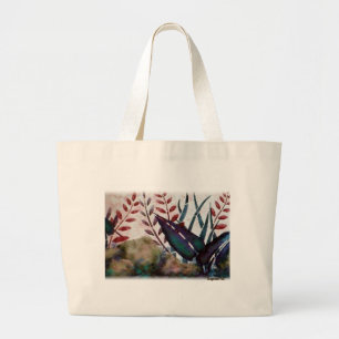 Bolsa Tote Grande Artes Pintadas da Natureza Samambaias e Rochas