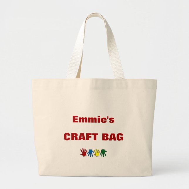 Bolsa Tote Grande Artesanato personalizado para crianças (Frente)