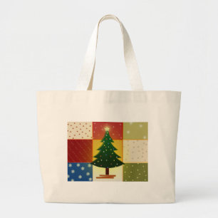 Bolsa Tote Grande Árvore de Natal dos retalhos