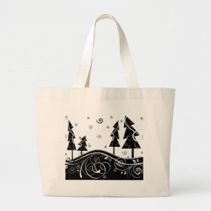 Bolsa Tote Grande Árvores de Natal