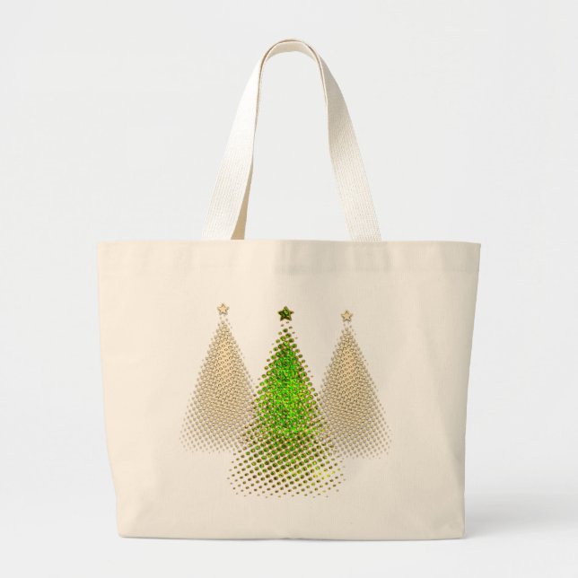 Bolsa Tote Grande Árvores de Natal Festivas (Frente)
