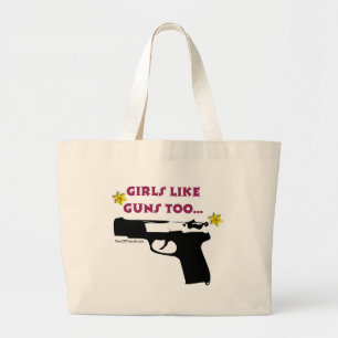 Bolsa Tote Grande As meninas gostam de armas demasiado