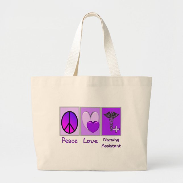 Bolsa Tote Grande Assistente dos cuidados do amor da paz (Frente)