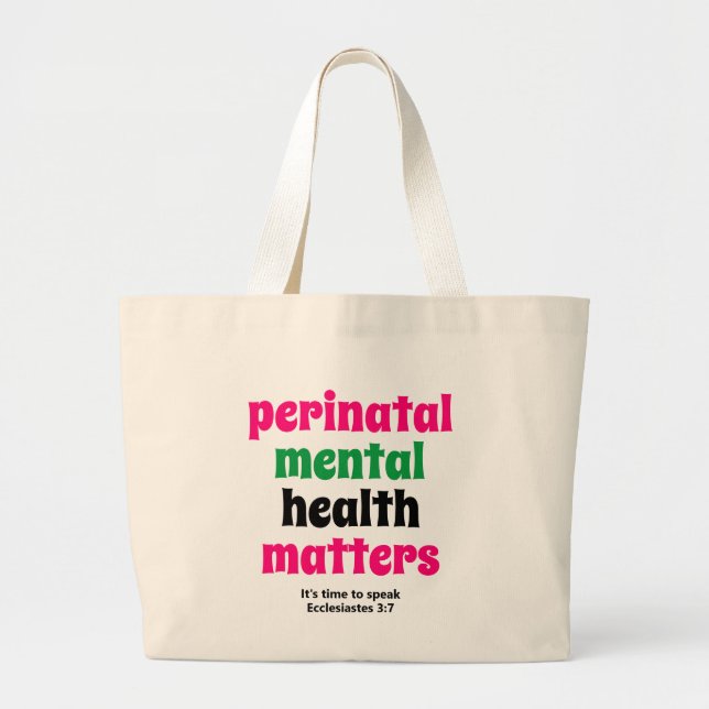 Bolsa Tote Grande Assuntos de Saúde Mental Perinatal (Frente)