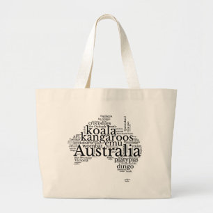 Bolsa Tote Grande Australia Map Word Art