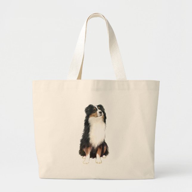 Bolsa Tote Grande Australian Shepherd (A) - Três Cores (Frente)