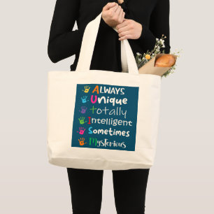 Bolsa Tote Grande AUTISM AWARENESS Support Autism Kids for Mamãe Pa