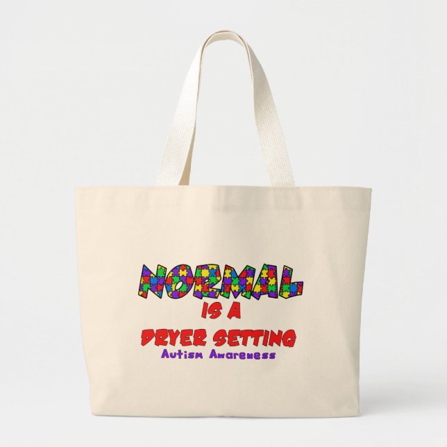 Bolsa Tote Grande Autism Normal é uma configuração do secador (Frente)