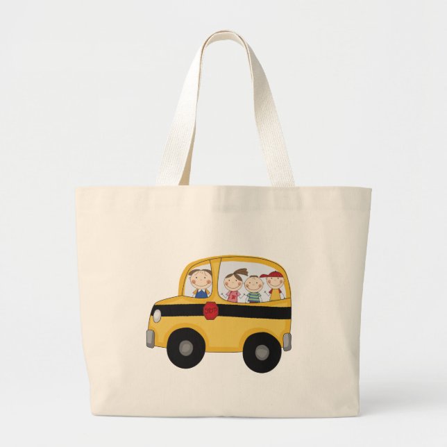 Bolsa Tote Grande Auto escolar com t-shirt e presentes dos miúdos (Frente)