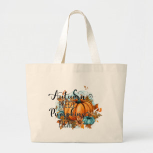 Bolsa Tote Grande Autumn Breeze, Pumpkins Por Favor