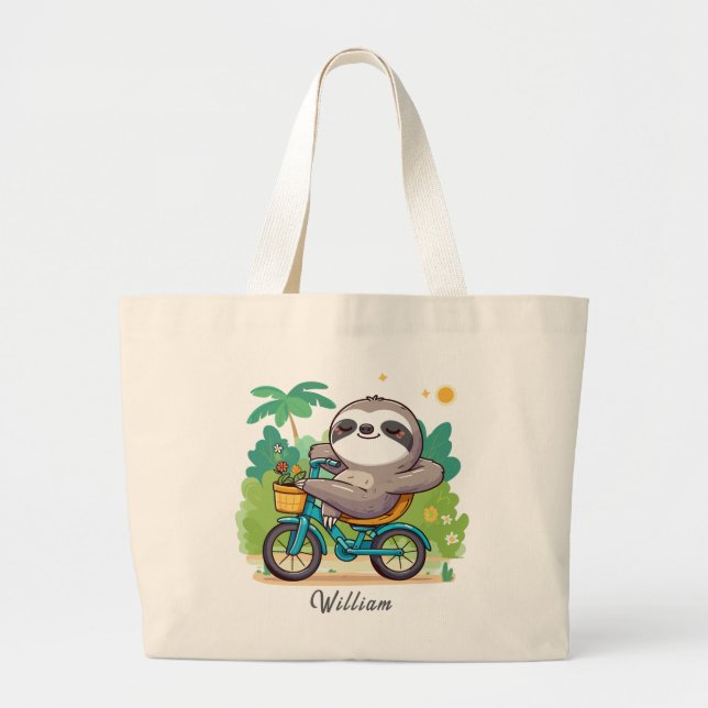 Bolsa Tote Grande Aventura de Bicicleta de Desleixamento Personaliza (Frente)
