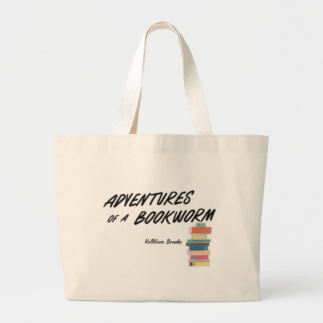 Bolsa Tote Grande Aventuras de um Bookworm (Frente)