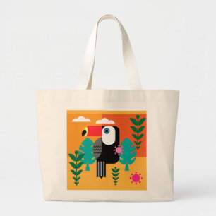 Bolsa Tote Grande Aves tropicais tucanas
