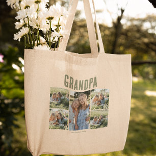 Bolsa Tote Grande Avô 5 Colagem de Fotos Personalizada