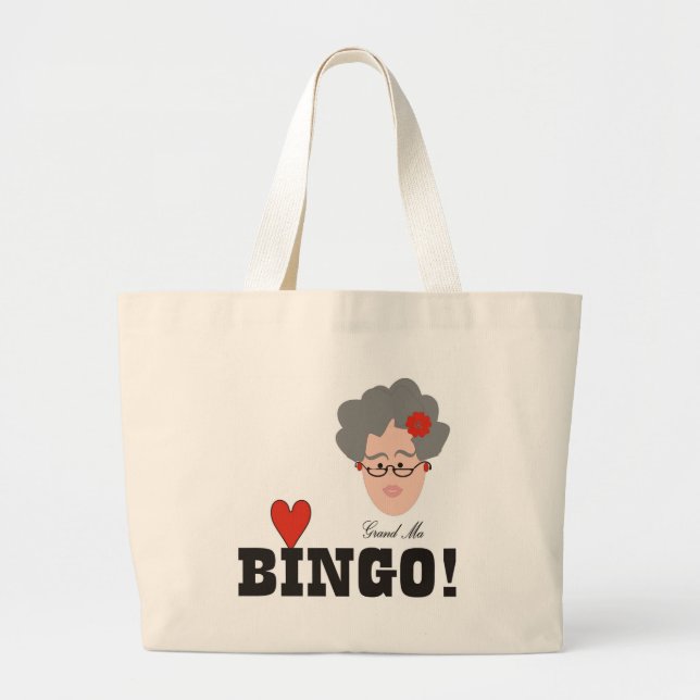 Bolsa Tote Grande Avó ama Bingo Bag (Frente)