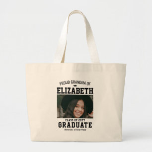 Bolsa Tote Grande Avó Orgulhosa Personalizada Foto Graduado Família