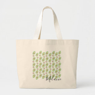 Bolsa Tote Grande Avocado Pits Fatias Fruta Padrão Desenhado