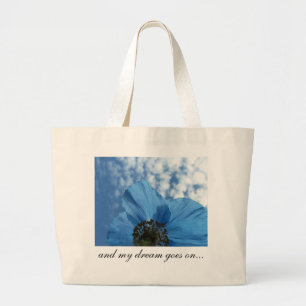 Bolsa Tote Grande Azul-azul-sonho com flor de polpa azul