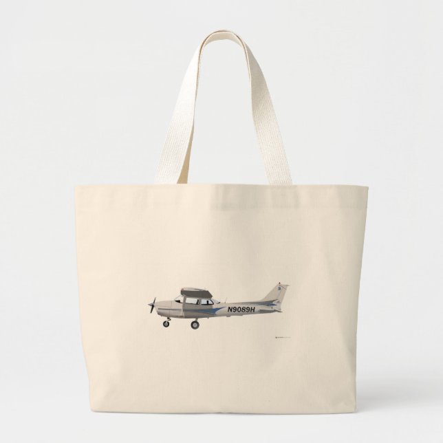 Bolsa Tote Grande Azul de Cessna 172 Skyhawk (Frente)