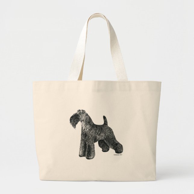 Bolsa Tote Grande Azul de Kerry Terrier (Frente)