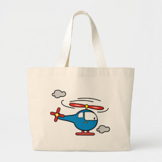 Bolsa Tote Grande Azul do helicóptero um vermelho