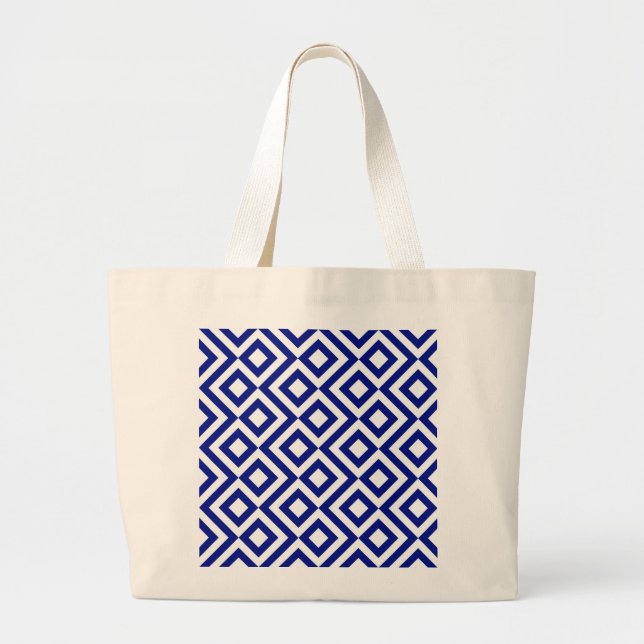 Bolsa Tote Grande Azul e Branco Meander (Frente)