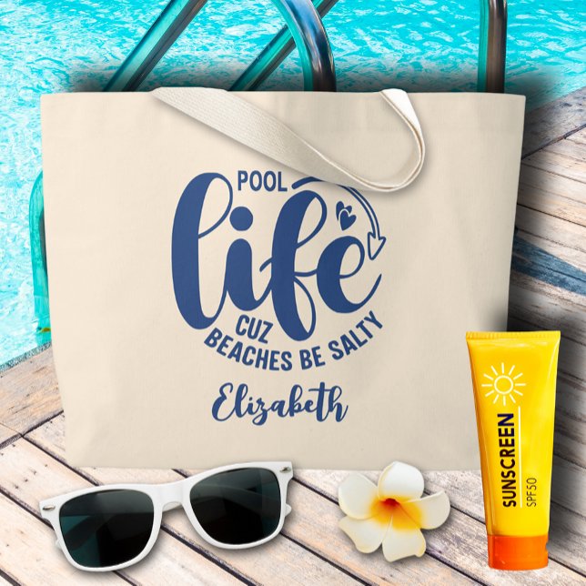 Bolsa Tote Grande Azul piscina (Pool Life Blue Large Tote Bag)