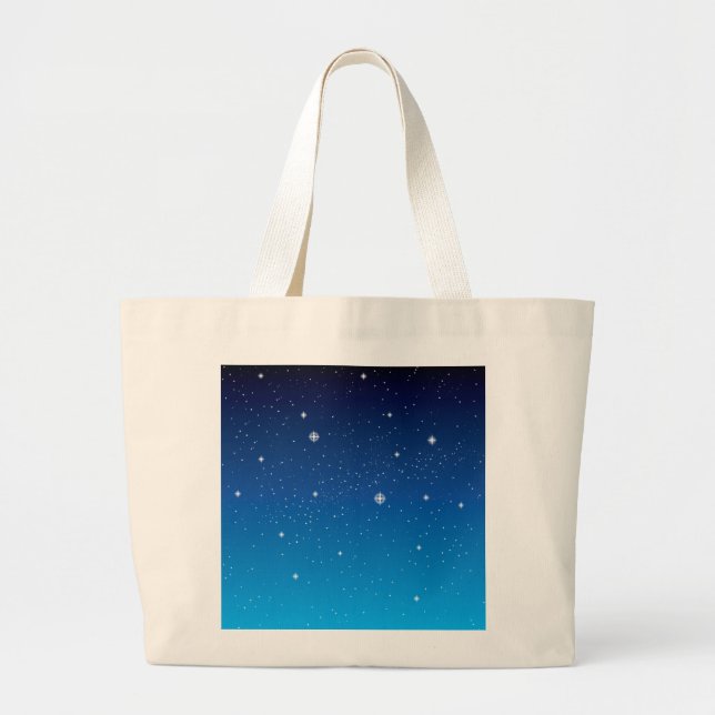 Bolsa Tote Grande Azul profundo céu noturno estrelado (Frente)