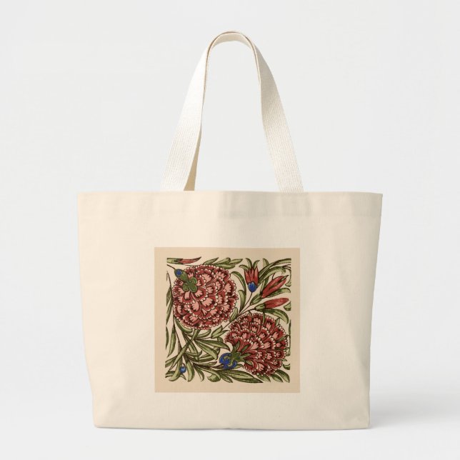 Bolsa Tote Grande Azulejo de Flor Antiquado Arte Russa (Frente)