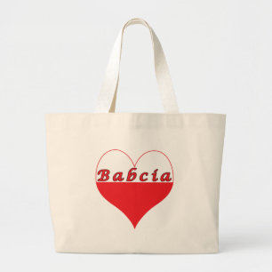 Bolsa Tote Grande Babcia Polonês Heart