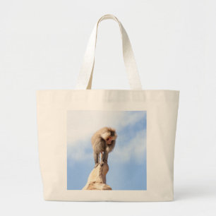 Bolsa Tote Grande Babuíno no topo de uma montanha