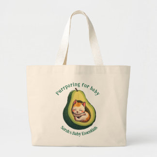 Bolsa Tote Grande Baby Essentials Purrparing Avocado Cat Tote Bag