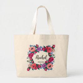Bolsa Tote Grande Bag de Tote do Rosa vermelha Roxo da Bridesmaid