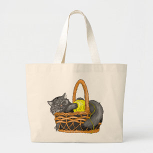 Bolsa Tote Grande Bag de tricô com o joelho do gatinho