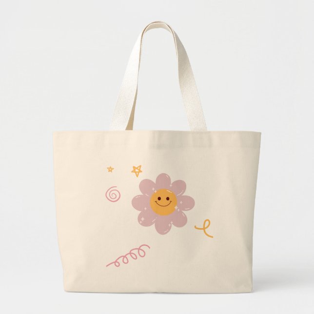 Bolsa Tote Grande Bag Tote Design Simple Cute Conveniente (Frente)