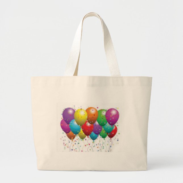 Bolsa Tote Grande balão_aniversário_cartão_personalizar-r11e61ed9b90 (Frente)