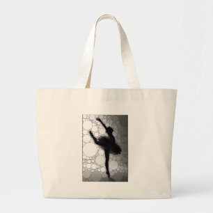 Bolsa Tote Grande Balé Black White Dancing Ballerina