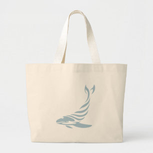 Bolsa Tote Grande Baleia de Humpback no estilo do desenho da abanada