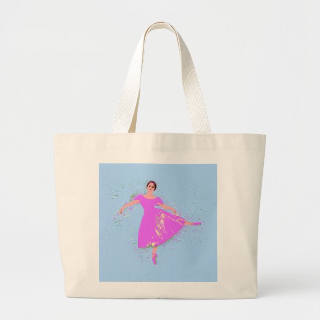 Bolsa Tote Grande Ballerina Dancer Magenta - Vestido Rosa (Frente)