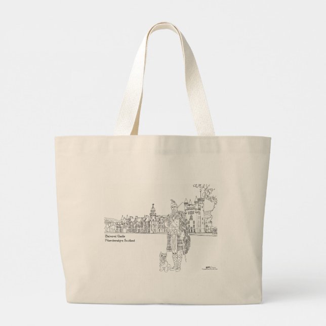 Bolsa Tote Grande Balmoral Castle Highlander Scottie Dog Tote Bag (Verso)