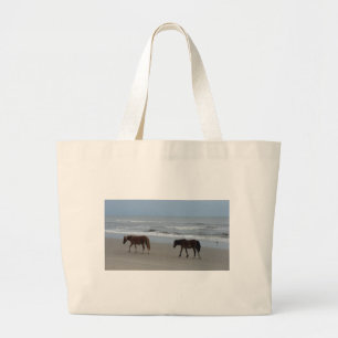 Bolsa Tote Grande Bancos exteriores dos cavalos selvagens
