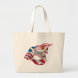 Bolsa Tote Grande Bandeira Americana Baseball