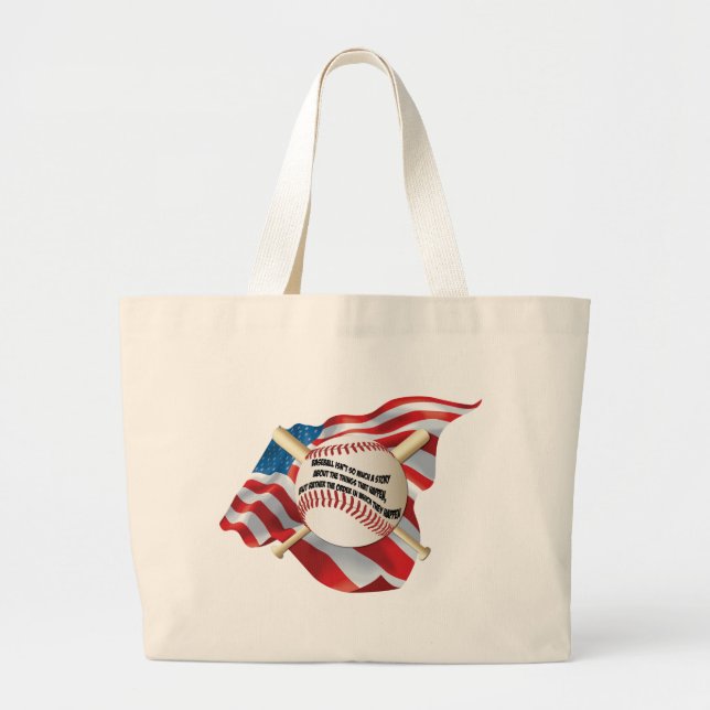 Bolsa Tote Grande Bandeira Americana Baseball (Frente)