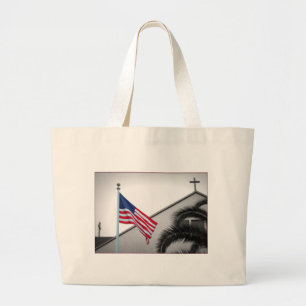 Bolsa Tote Grande Bandeira Americana e Crucifix Impulse Tote Bag
