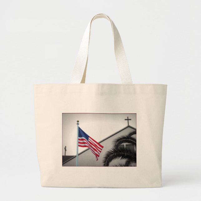 Bolsa Tote Grande Bandeira Americana e Crucifix Impulse Tote Bag (Frente)