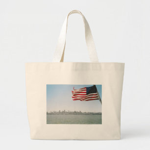 Bolsa Tote Grande Bandeira Americana e linha costeira