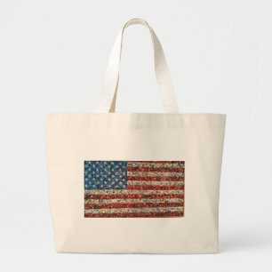 Bolsa Tote Grande bandeira americana grunge