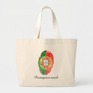 Bolsa Tote Grande Bandeira da impressão digital do toque do