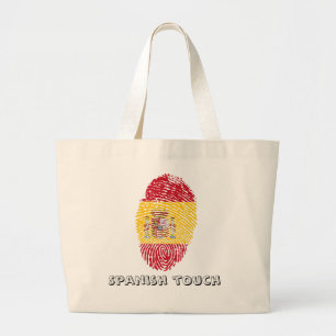 Bolsa Tote Grande Bandeira da impressão digital do toque do espanho