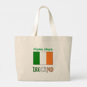 Bolsa Tote Grande Bandeira da Irlanda Personalizada Patrimônio